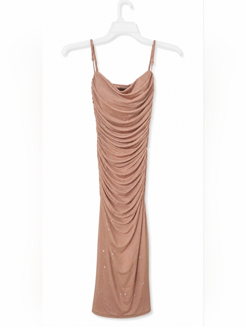 Vici Mauve Ruched Maxi Dress with Sparkle